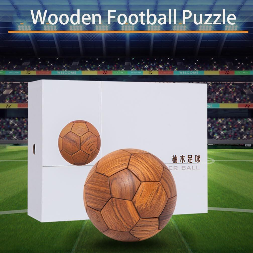 Handcrafted Wooden Football Puzzle – 3D Mortise and Tenon Soccer Ball Assembly Kit | Solid Teak, Beech Wood | DIY Gift for Adults, Kids & Football Fans Unique