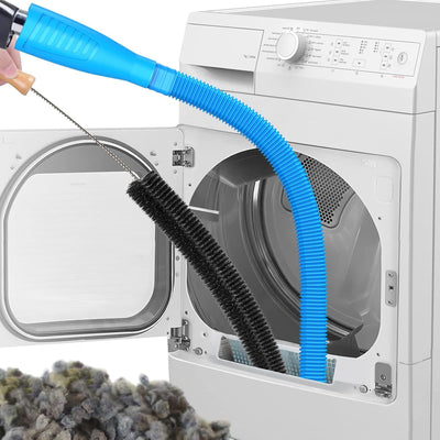 Dryer Vent Cleaner Kit with Flexible Lint Brush & Vacuum Hose Attachment for Deep Cleaning, Fire Prevention (Blue)