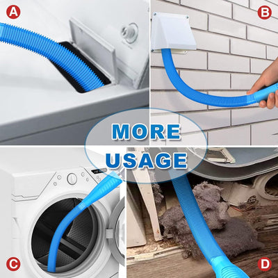 Dryer Vent Cleaner Kit with Flexible Lint Brush & Vacuum Hose Attachment for Deep Cleaning, Fire Prevention (Blue)