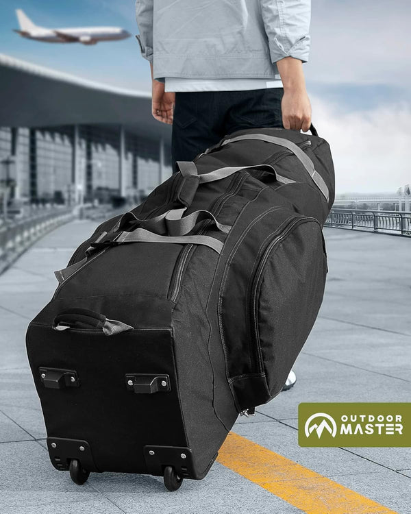 OutdoorMaster Padded Golf Club Travel Bag with Wheels, 900D Heavy Duty Oxford Waterproof -Alligators-Black OutdoorMaster