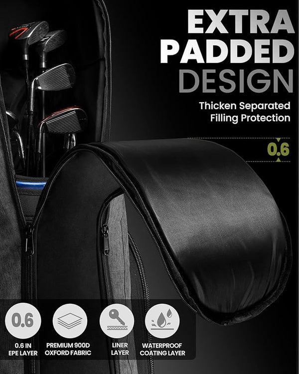 OutdoorMaster Padded Golf Club Travel Bag with Wheels, 900D Heavy Duty Oxford Waterproof -Alligators-Gray OutdoorMaster