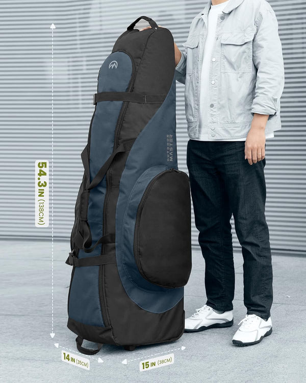 OutdoorMaster Padded Golf Club Travel Bag with Wheels, 900D Heavy Duty Oxford Waterproof -Alligators-Blue OutdoorMaster