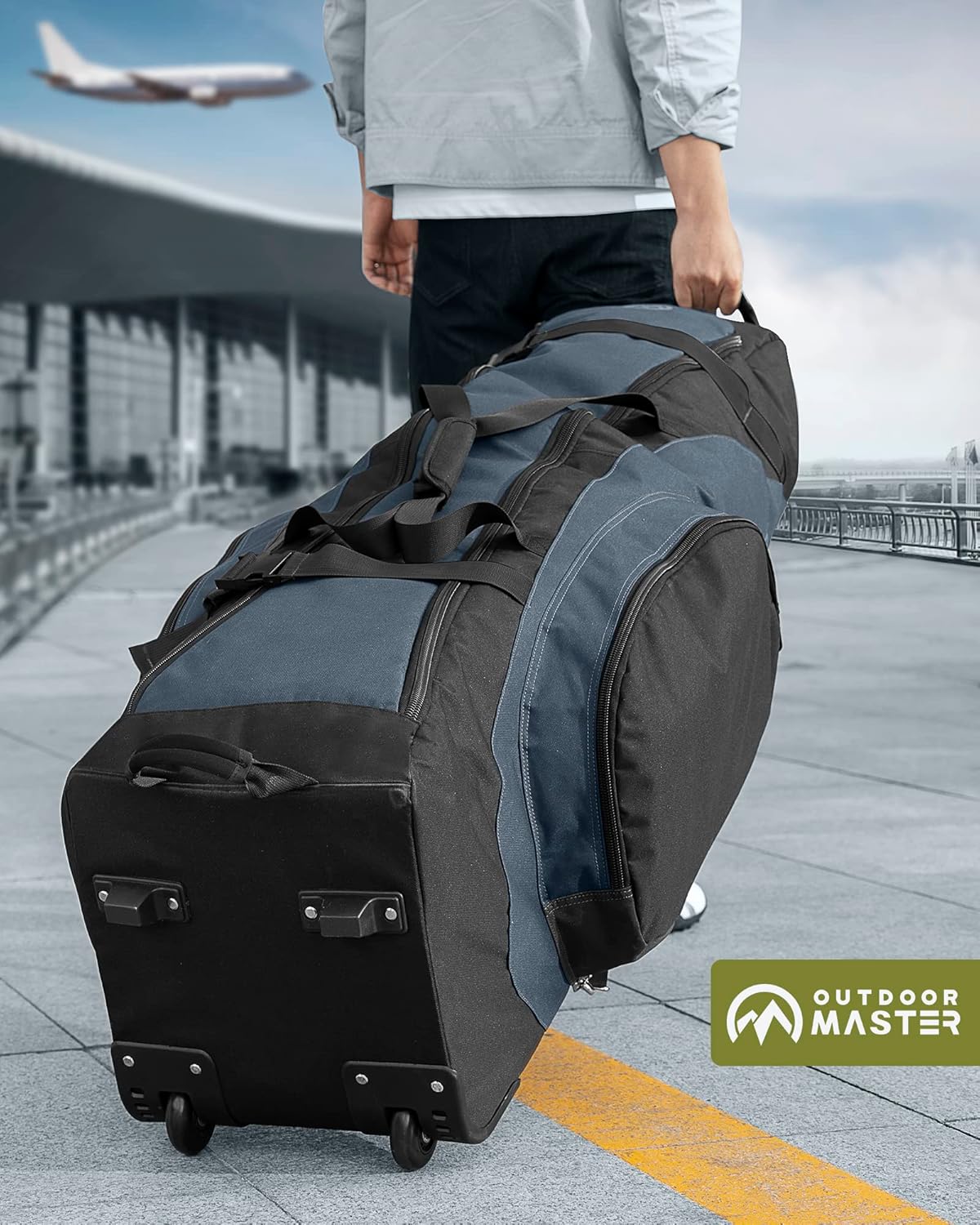 OutdoorMaster Padded Golf Club Travel Bag with Wheels, 900D Heavy Duty Oxford Waterproof -Alligators-Blue OutdoorMaster