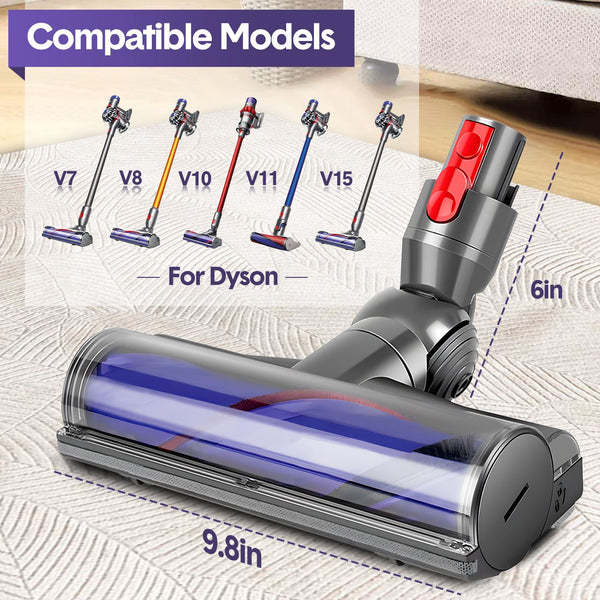 Vacuum Cleaner Motorhead Attachment Compatible with Dyson V7 V8 V10 V11 V15, 50W Hard Roller Brush Head for Carpet & Floors Awezingly