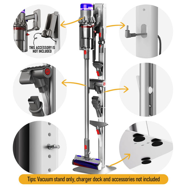 Freestanding Holder for Dyson Vacuum Stand – Suitable for Dyson V6 V7 V8 V10 V11 V12 V15 Gen5 & DC series Vacuum Cleaners, Elegant & Stable Standing Dock Accessory Storage Stand for Dyson Stand Awezingly