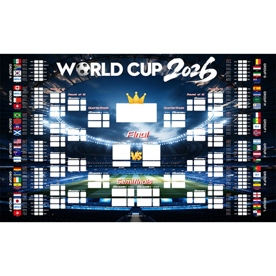 2026 World Cup Wall Chart Poster - 48 Team Tournament Schedule Tracker on Premium Waterproof Oxford Fabric (31.5