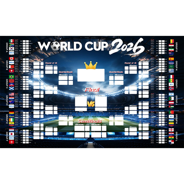 2026 World Cup Wall Chart Poster - 48 Team Tournament Schedule Tracker on Premium Waterproof Oxford Fabric (31.5