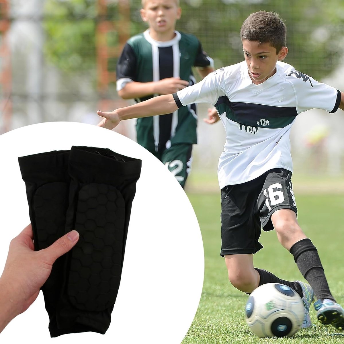 Shin guards - Football shin guards - Children's football shin guards - Shin guard straps - Premium leg protection with sleeves - Comfortable and impact-resistant - Size M - Suitable for training and competition Unique
