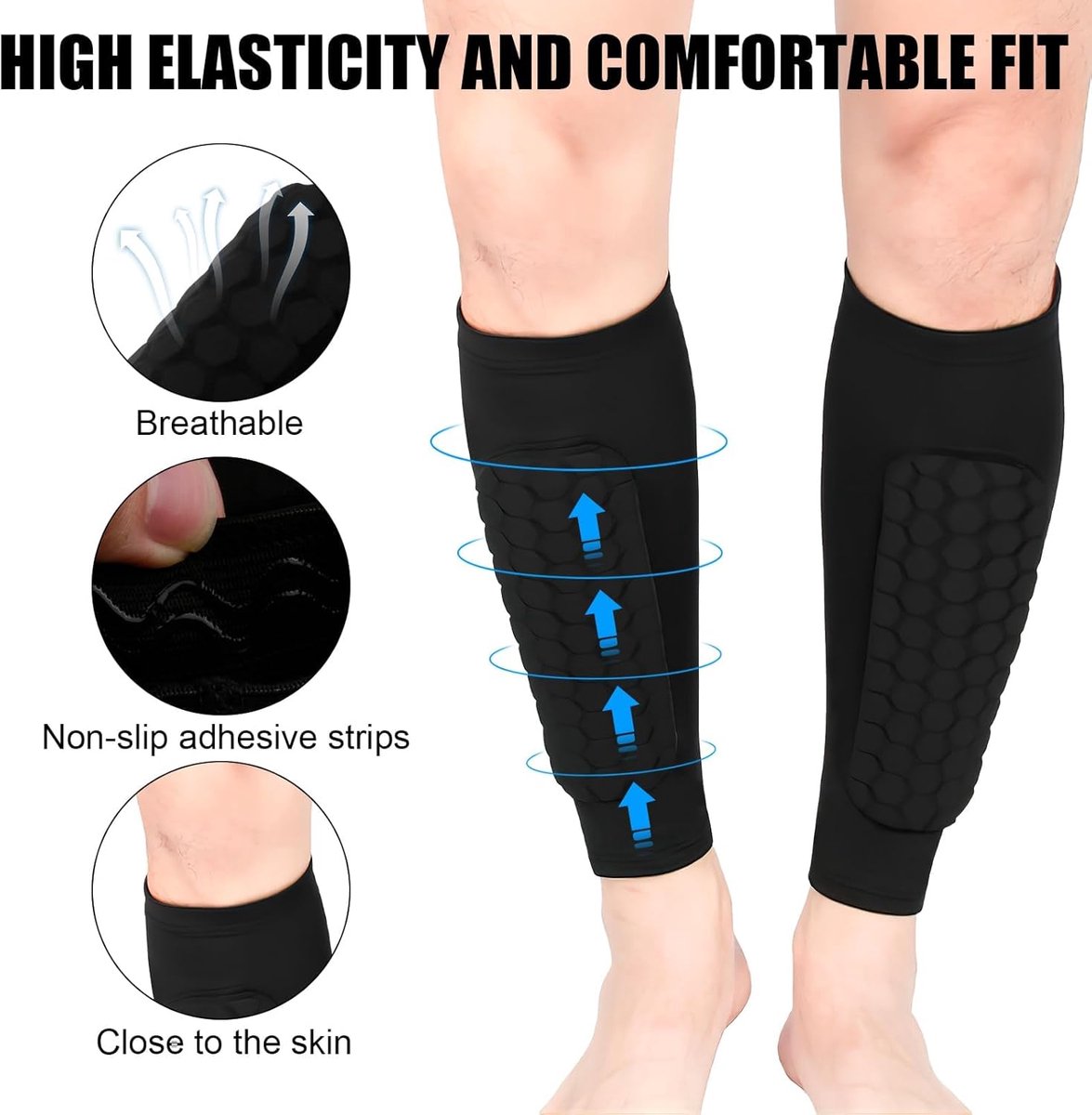 Shin guards - Football shin guards - Children's football shin guards - Shin guard straps - Premium leg protection with sleeves - Comfortable and impact-resistant - Size M - Suitable for training and competition Unique