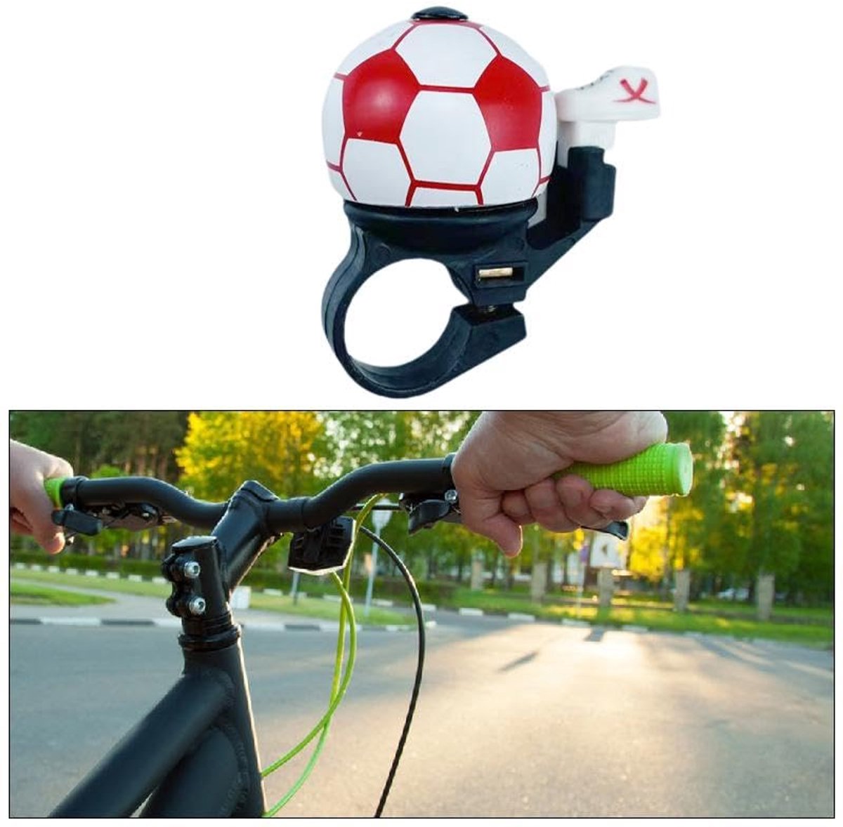 Bicycle bell - Red football bicycle bell - Football bicycle bell - Bicycle horn - Children's bicycle bell - Bicycle horn - Red Unique