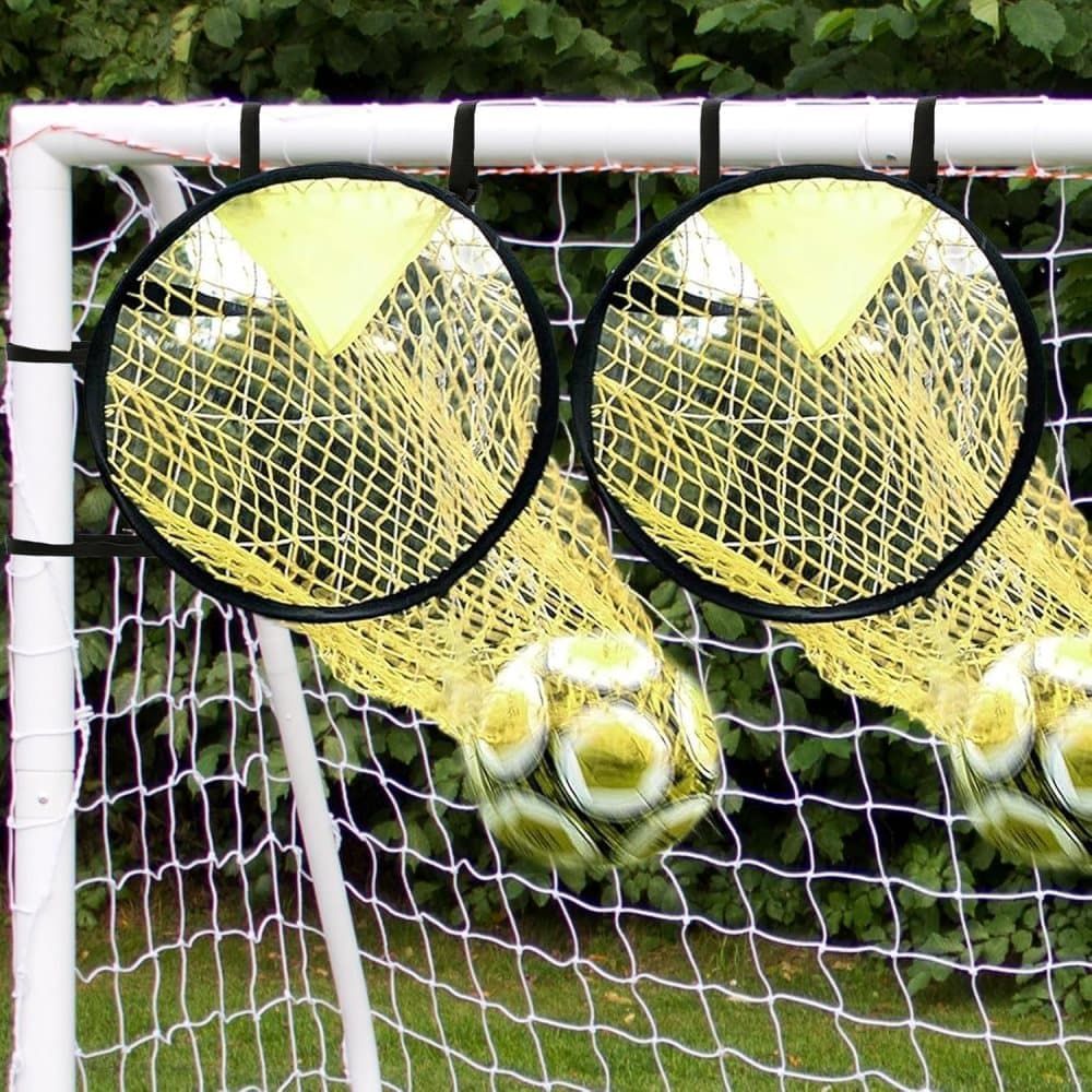 2 Football Goal Training Nets, durable stable for shooting practice easy to assemble and remove, Yellow Awezingly