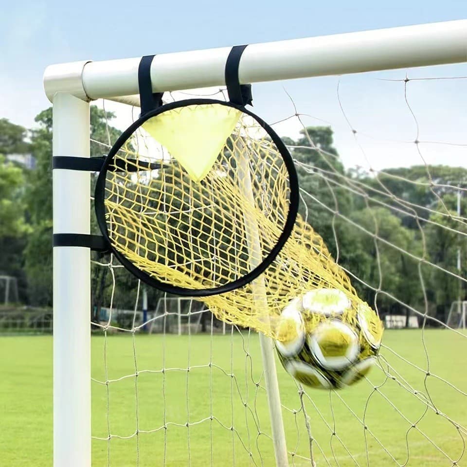 2 Football Goal Training Nets, durable stable for shooting practice easy to assemble and remove, Yellow Awezingly