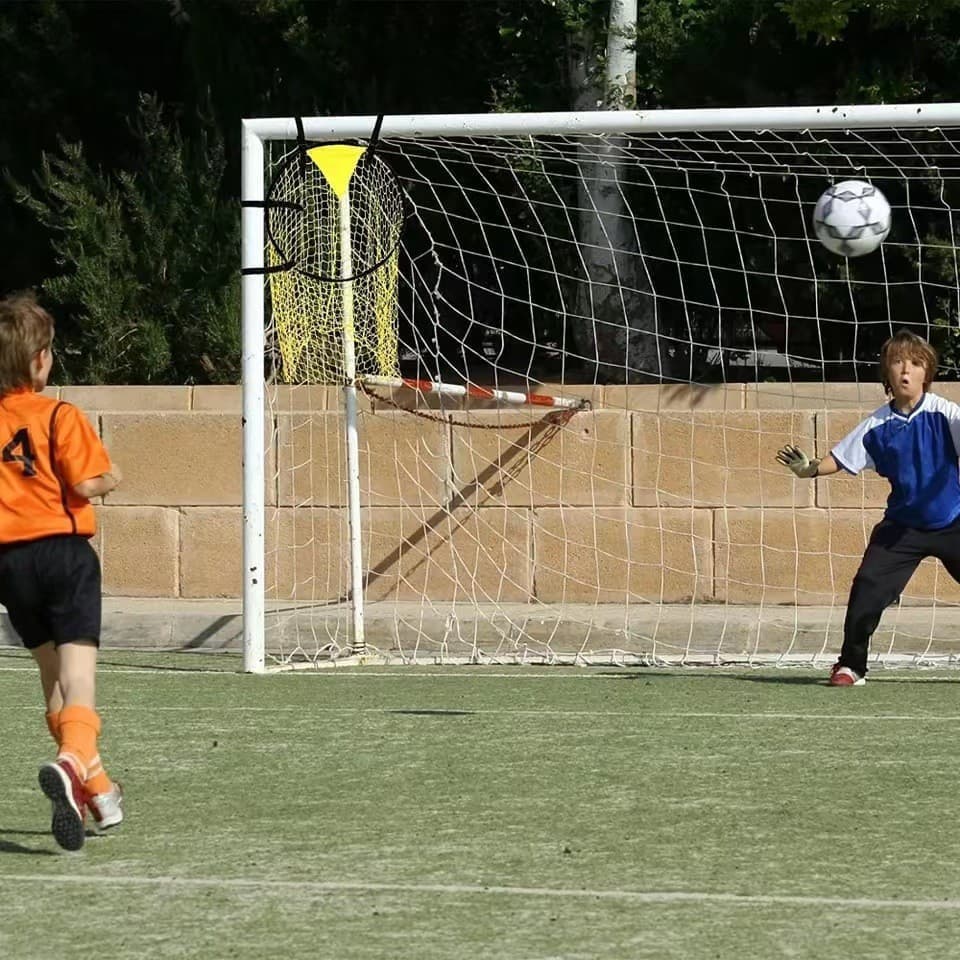 2 Football Goal Training Nets, durable stable for shooting practice easy to assemble and remove, Yellow Awezingly