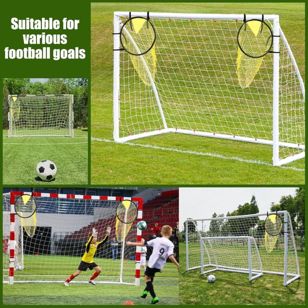2 Football Goal Training Nets, durable stable for shooting practice easy to assemble and remove, Yellow Awezingly