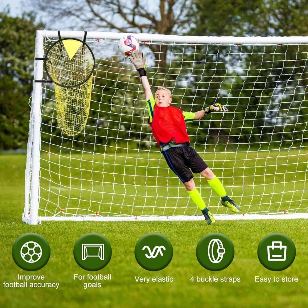 2 Football Goal Training Nets, durable stable for shooting practice easy to assemble and remove, Yellow Awezingly