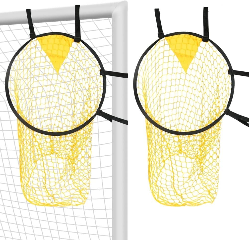 2-Pack Soccer Goal Net for Shooting Training, Portable Foldable, 6x4ft, Yellow Awezingly