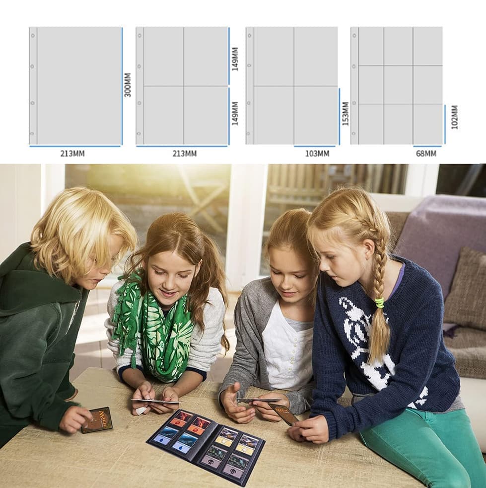 Football Star Card Collection Album 1 Pack, 4-Grid, Compatible with Pokemon and Sports Cards Unique