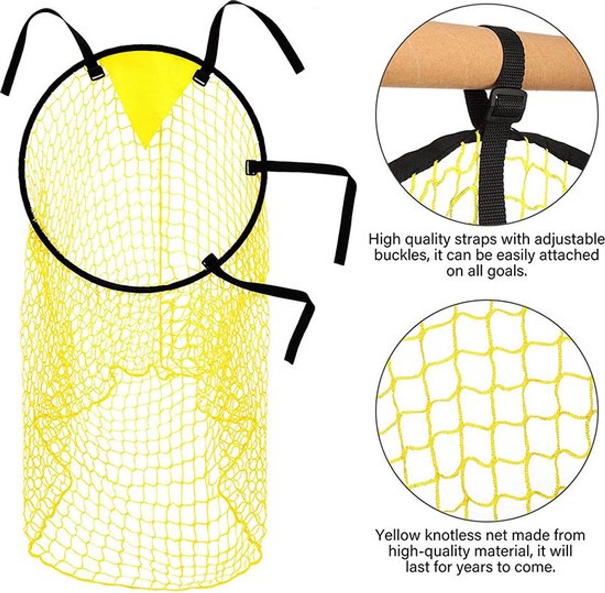 Cross Target with Ball Net - Football Training Equipment - Football Net - Football Goal - Football Kick Net with Adjustable Straps - Football Top Corner Goal Net Goals for Children - Shooting Accuracy Training Practice - Yellow - 1 Piece Unique