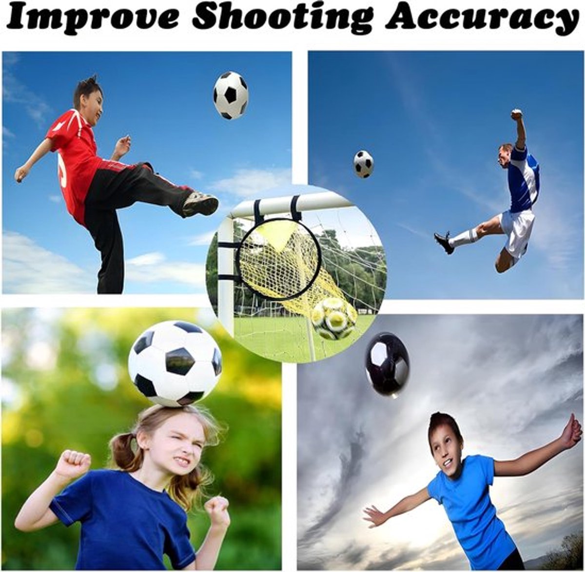 Cross Target with Ball Net - Football Training Equipment - Football Net - Football Goal - Football Kick Net with Adjustable Straps - Football Top Corner Goal Net Goals for Children - Shooting Accuracy Training Practice - Yellow - 1 Piece Unique