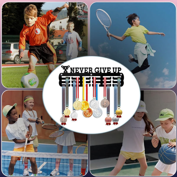 Medal Hanger - Medal Holder - Medal Rack - Medal Organizer - Medal Display - Hooks for Prizes - Hanging Hooks - Running Marathon - Football - Medals - Display - Winner's Gift - Carnival Medals - Black - Includes Mounting Set Unique