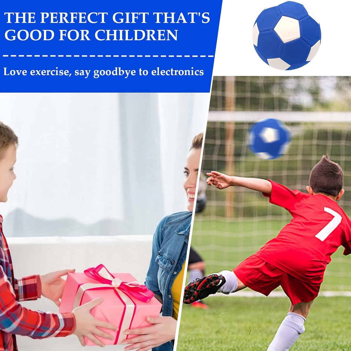 Curve Ball - football - 20 cm - curveball - curve ball soccer - curvebal - kickerball - perfect gift for children - size 4 - Blue Unique
