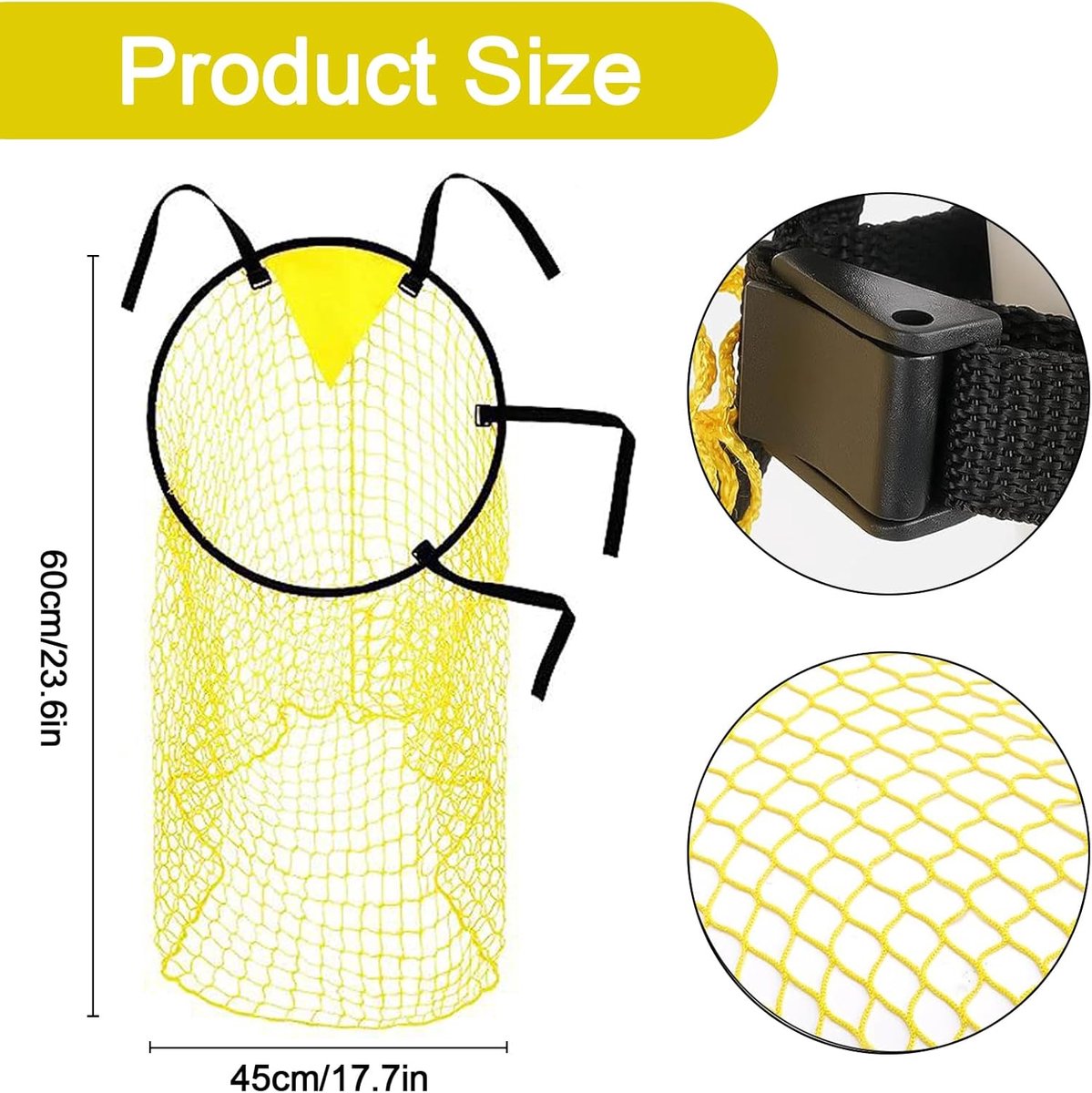 Football Net - Cross Target with Ball Net - Football Goal Net - Football Goal - Target Net - Training Equipment - Football Cross - Football Training - Football Training Equipment - Football Goal Net - for precision training - 45*60 cm - yellow Awezingly