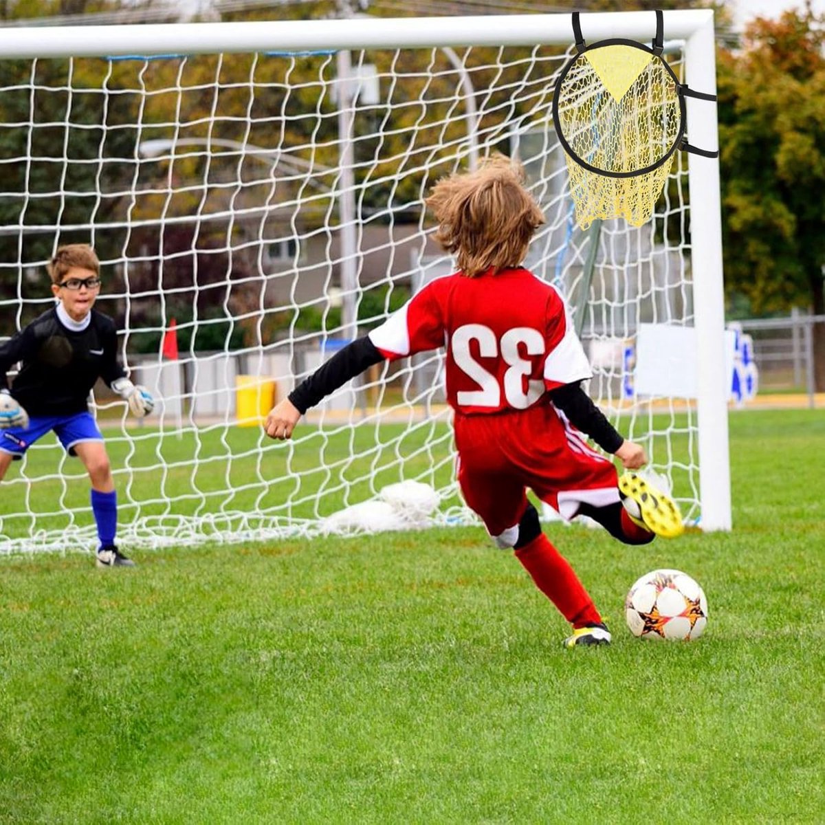 Football Net - Cross Target with Ball Net - Football Goal Net - Football Goal - Target Net - Training Equipment - Football Cross - Football Training - Football Training Equipment - Football Goal Net - for precision training - 45*60 cm - yellow Awezingly