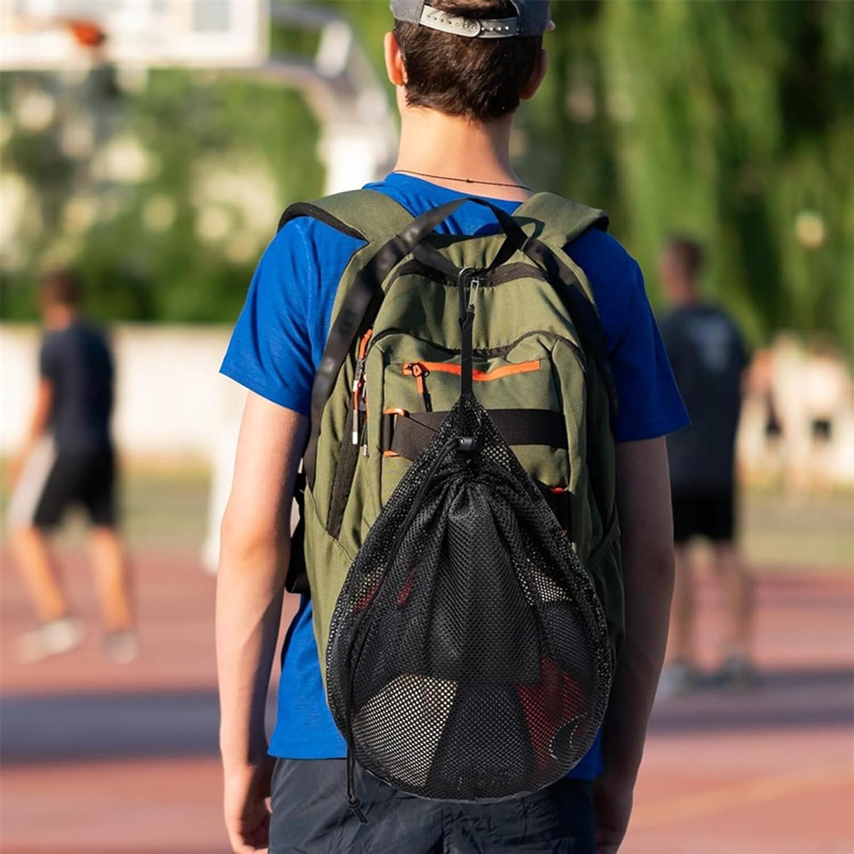 16L - Ball Net Bag - Basketball Mesh Bags - Ball Bags - portable net backpacks - basketball backpacks - soccer bags - sports bag - portable bag for basketball, soccer, tennis - easy storage and transport of basketballs and soccer balls - black Unique