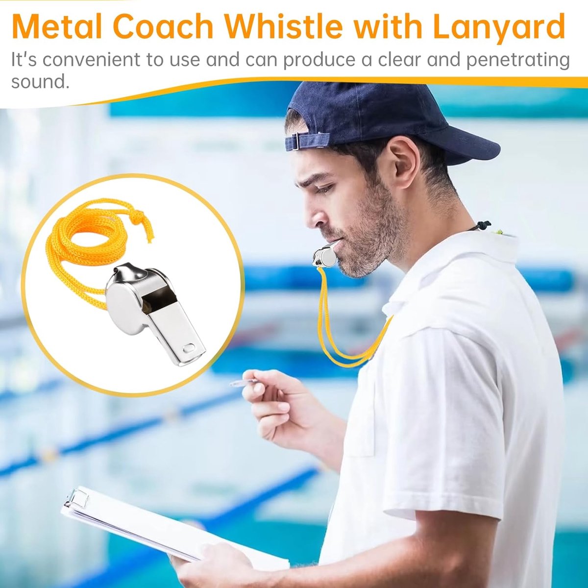 24 pieces - Whistles - Coach Whistle - Outdoor Whistle - Stainless Steel Whistles - Football Referee Whistle - Whistle with Lanyard - Outdoor Accessories - For Emergencies, Sports Training, Referee - Silver - 4*2*1.5 cm Awezingly