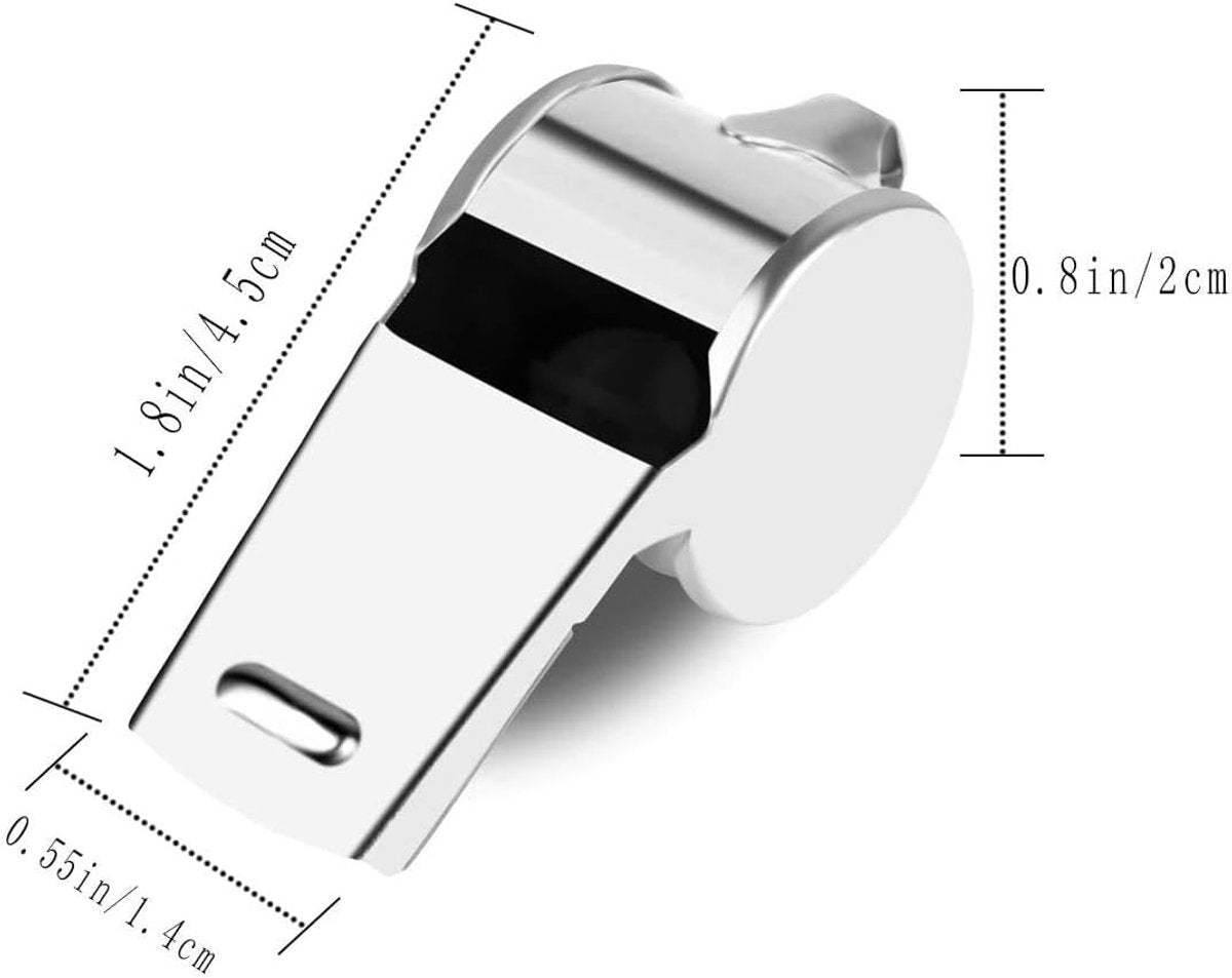 24 pieces - Whistles - Coach Whistle - Outdoor Whistle - Stainless Steel Whistles - Football Referee Whistle - Whistle with Lanyard - Outdoor Accessories - For Emergencies, Sports Training, Referee - Silver - 4*2*1.5 cm Awezingly
