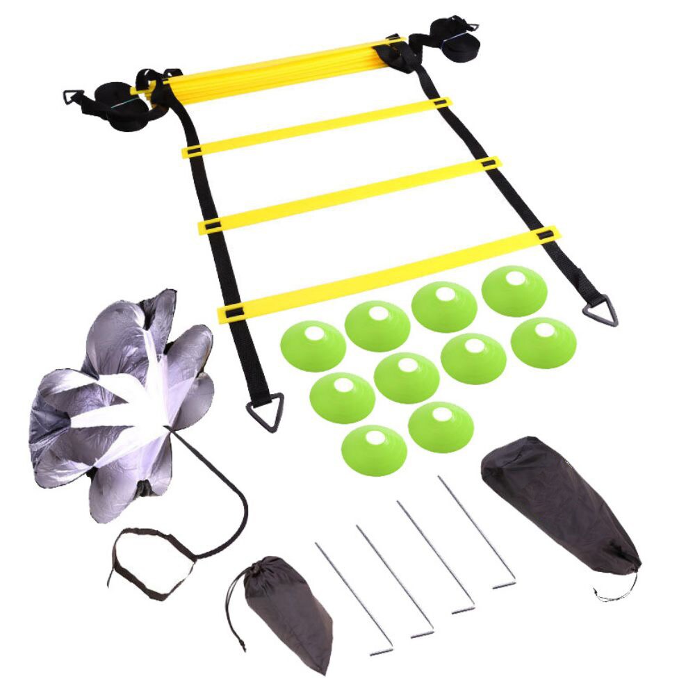 Football Speed and Agility Training Equipment 18-Piece Set with Ladders, Cones, Parachute Unique