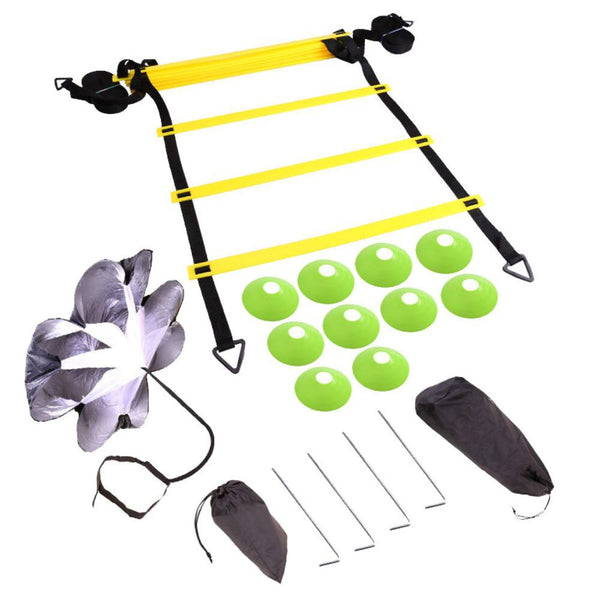 Football Speed and Agility Training Equipment 18-Piece Set with Ladders, Cones, Parachute Unique