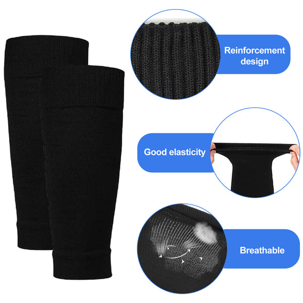 Football Socks with Shin Guards 2 Pairs Black for Children's Football Matches Unique