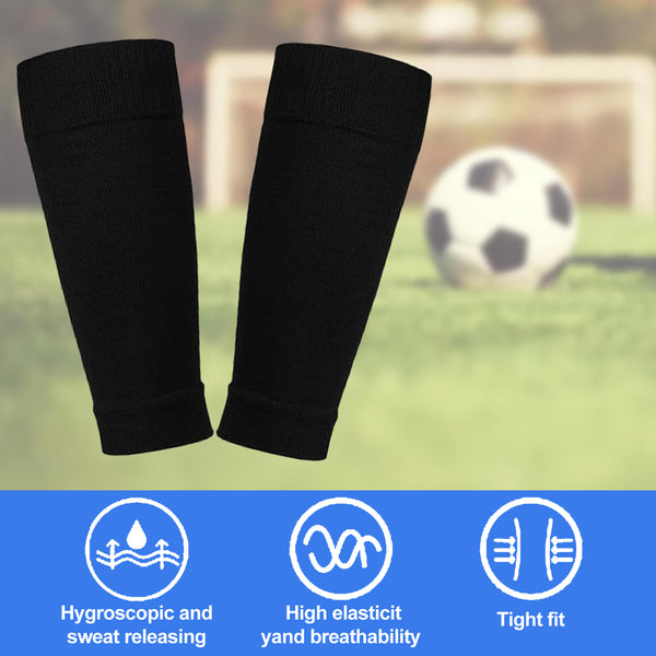 Football Socks with Shin Guards 2 Pairs Black for Children's Football Matches Unique