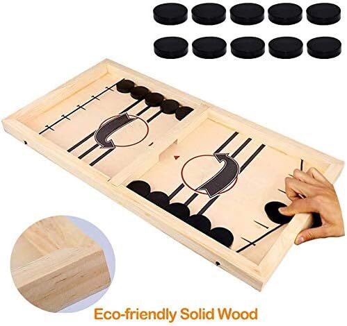 Hockey Table Game, Wooden Fast Sling Puck Game, Super Football Table Compatible with Sports Games Unique