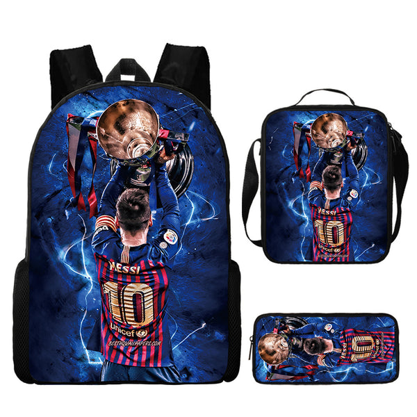 Lionel Messi backpack + shoulder bag 3-pack blue school bag Unique