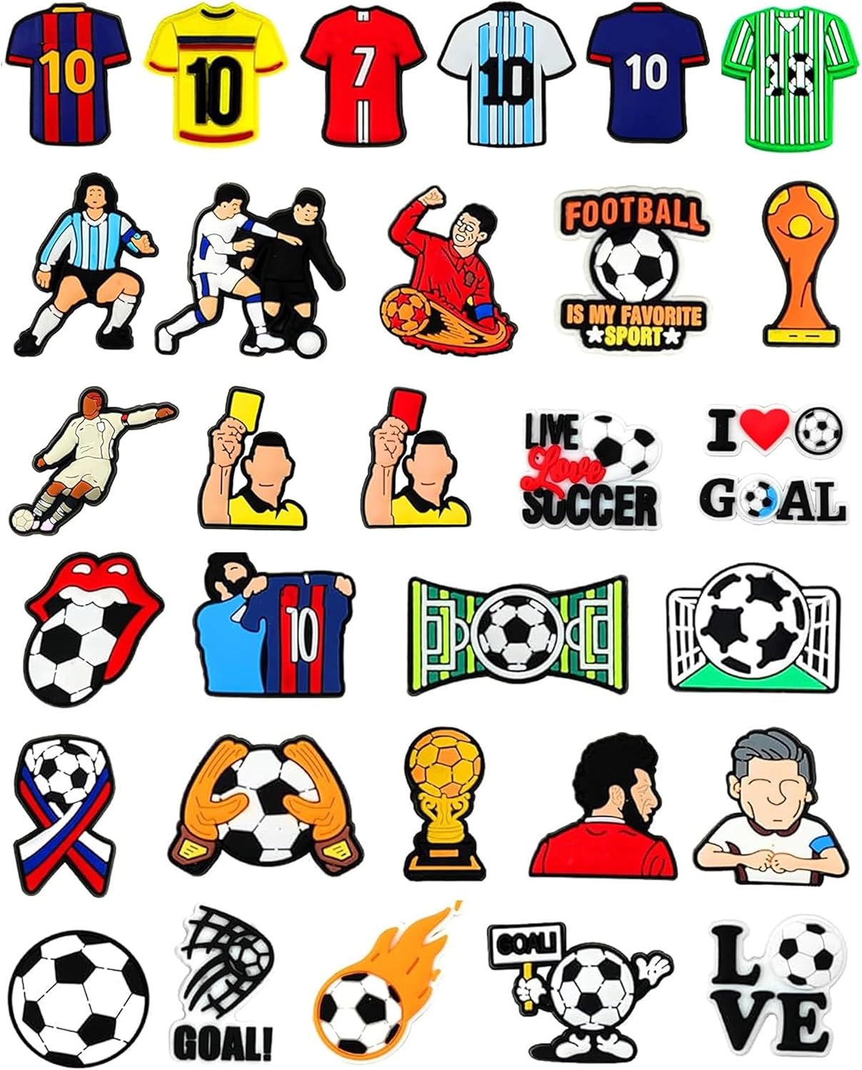 38pcs Soccer Ball Charms for Clog Shoe Decoration, Sports Soccer Football Shoe Charms Accessories Pack,Cute Random Charms Unique