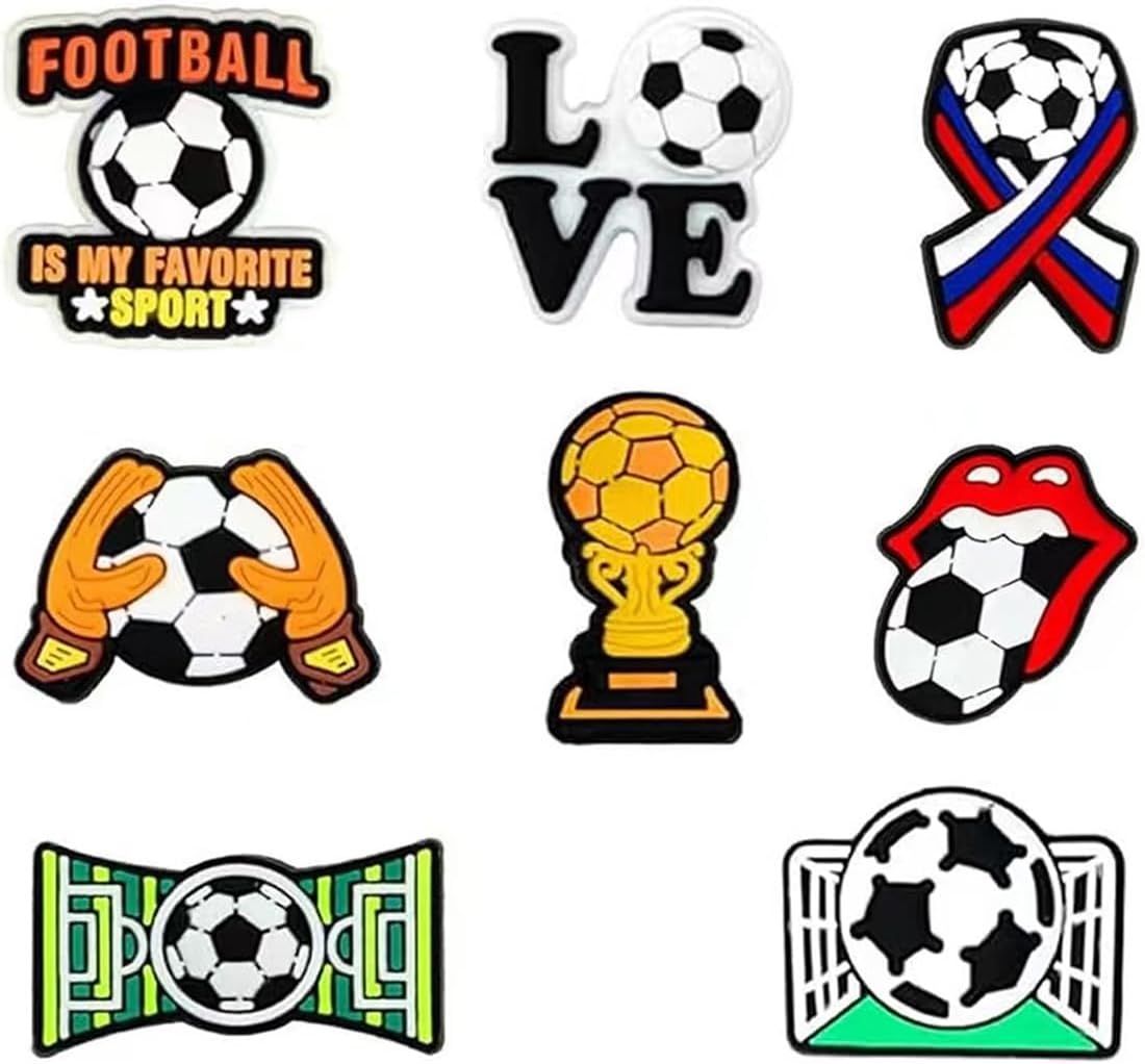 38pcs Soccer Ball Charms for Clog Shoe Decoration, Sports Soccer Football Shoe Charms Accessories Pack,Cute Random Charms Unique