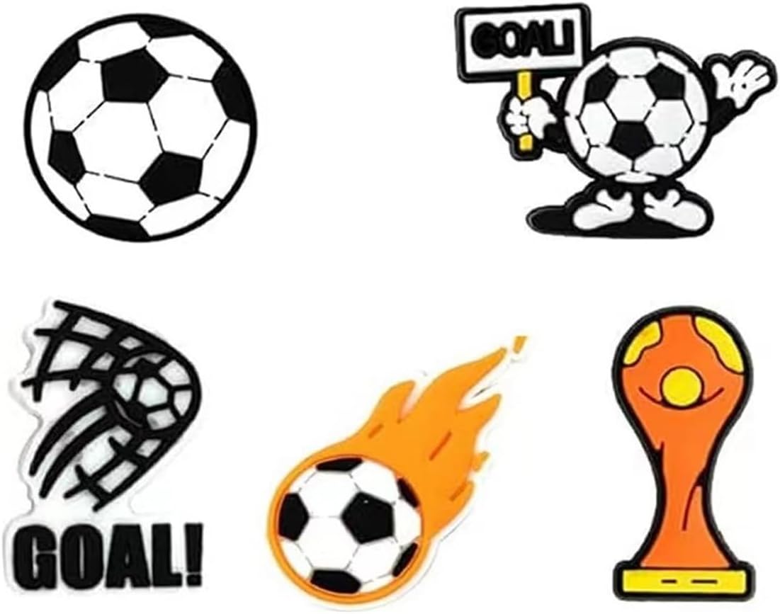 38pcs Soccer Ball Charms for Clog Shoe Decoration, Sports Soccer Football Shoe Charms Accessories Pack,Cute Random Charms Unique