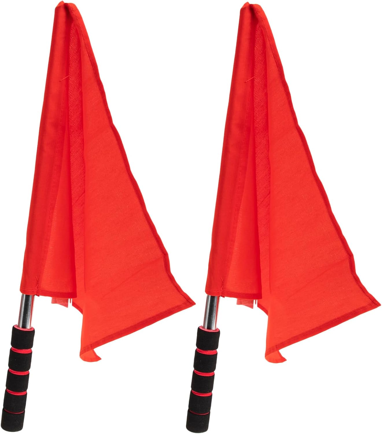 2PCS Referee Flags Volleyball Flags Line Judge, Stainless Steel Hand Flag Red Sigl Flag Sponge Handle Soccer Referee Flags Volleyball Lightweight Referee Equipment for Volleyball, Track and Field Unique