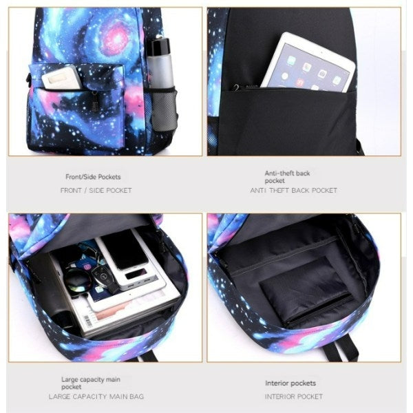 Cristiano Ronaldo Backpack 3-Piece Set, Black Youth School Backpack Unique