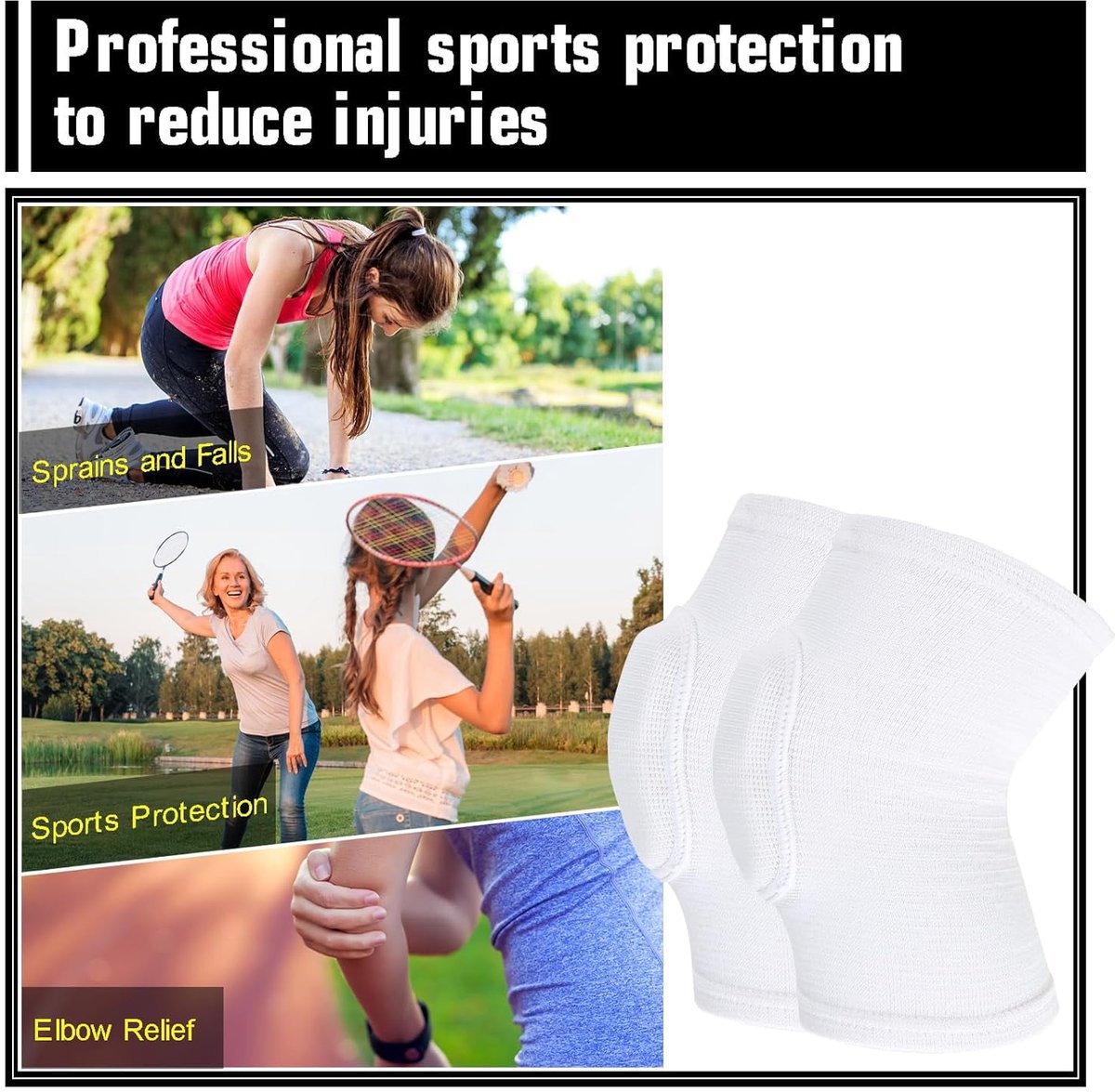Elbow Pads - 1 Pair Arm Support Fitness Arm Knee Pads - Breathable Anti-Impact Sponge Elbow Pads - Suitable for Basketball, Football, Tandem Elbow Pads, Volleyball, White Unique