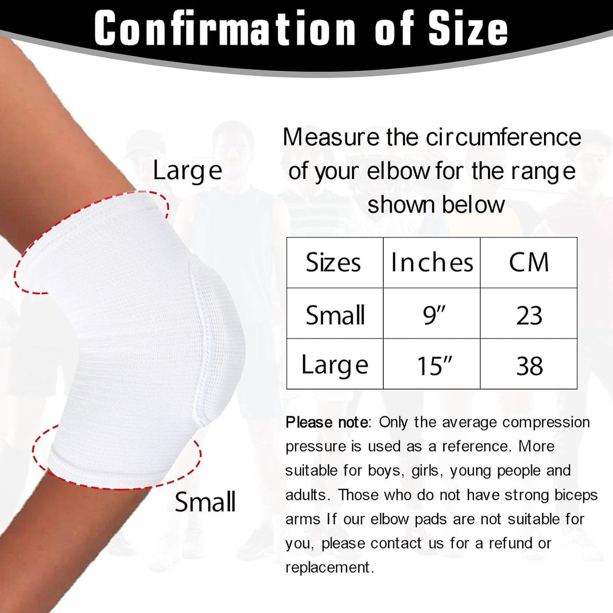 Elbow Pads - 1 Pair Arm Support Fitness Arm Knee Pads - Breathable Anti-Impact Sponge Elbow Pads - Suitable for Basketball, Football, Tandem Elbow Pads, Volleyball, White Unique