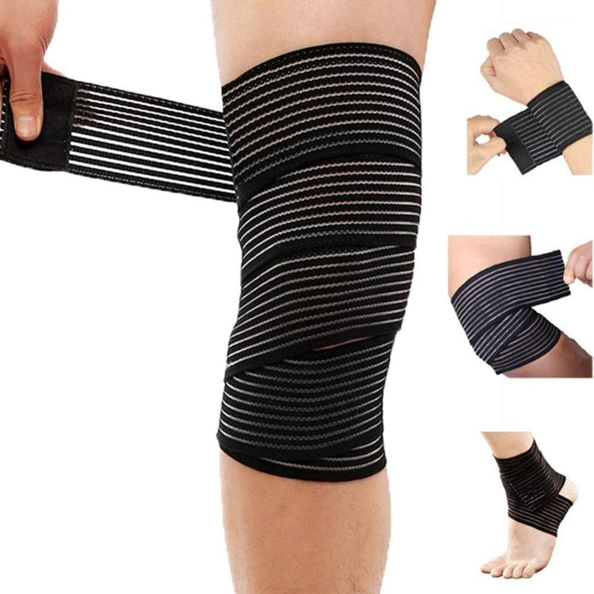 Elastic Knee Brace - Suitable for the Legs - Ideal for Sports Such as Squats, Basketball, Running, Tennis and Football (Black - 1 Piece) Unique