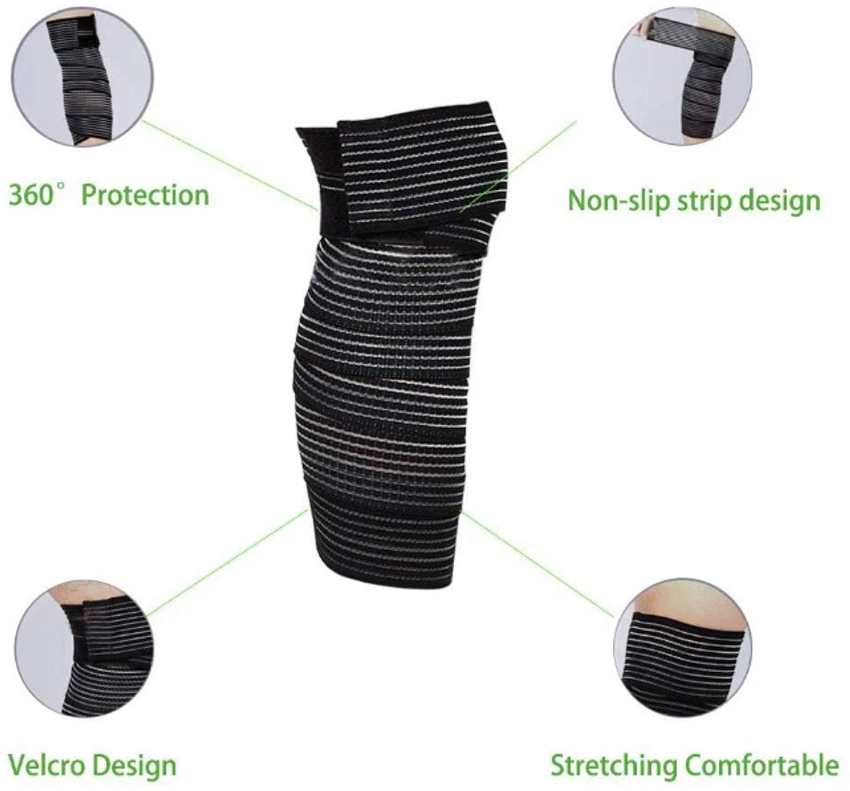 Elastic Knee Brace - Suitable for the Legs - Ideal for Sports Such as Squats, Basketball, Running, Tennis and Football (Black - 1 Piece) Unique