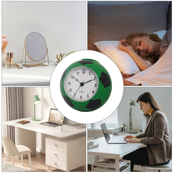 Football Alarm Clock - Silent - Non-ticking Desk Clock | Kids Bedside Clock | Cute football design, easy-to-read analog display, perfect for kids' bedrooms, great birthday gift for boys and girls - vegetable