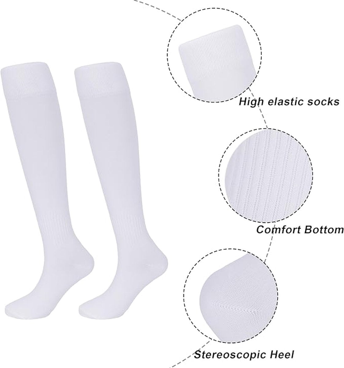 Socks - Sports Socks - Anti-Slip Thickened - Football Socks - Training Socks - Breathable and Sweat-Wicking Socks - White - Sizes 37-44 Unique