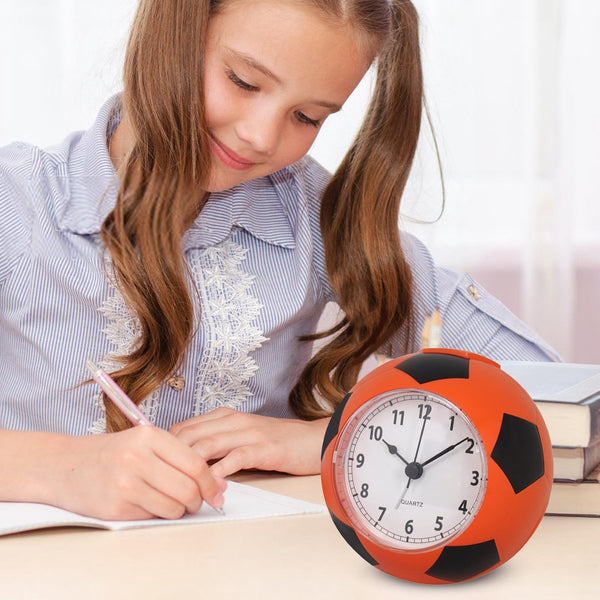 Football Alarm Clock - Silent Non-Ticking Desk Clock | Kids Bedside Clock | Cute football design, easy-to-read analog display, perfect for kids' bedrooms, great birthday gift for boys and girls - Orange Unique