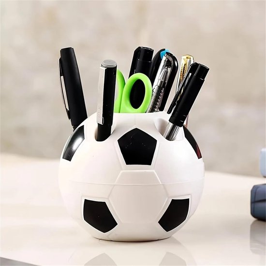 Multifunctional pen holder - football-shaped pen holder - student pen holder - plastic pen holder - storage box for toothpaste and toothbrush - black Unique