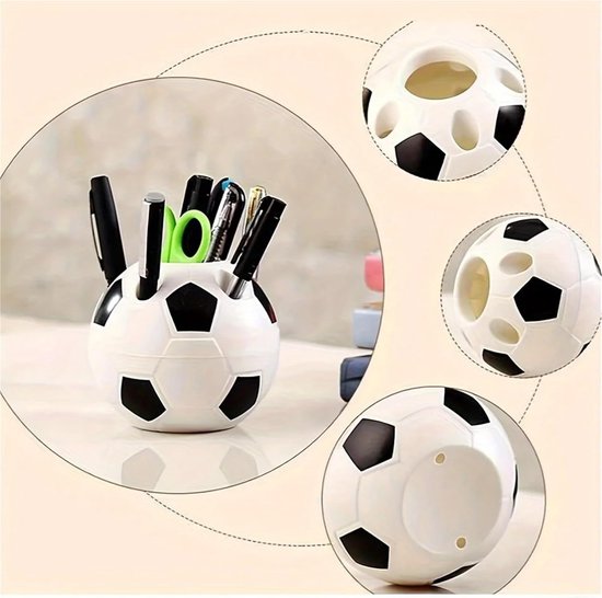 Multifunctional pen holder - football-shaped pen holder - student pen holder - plastic pen holder - storage box for toothpaste and toothbrush - black Unique